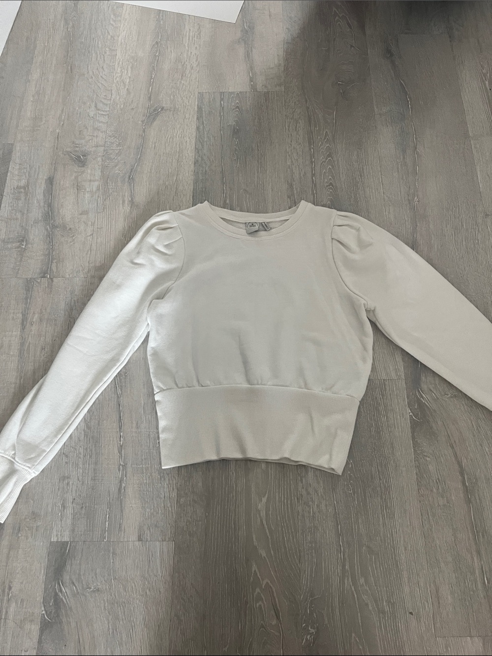 Paper Crane Cream Puff-Sleeve Cropped Sweatshirt